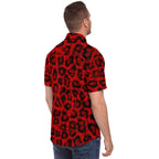 Red Leopard Print Premium Button Down Shirt