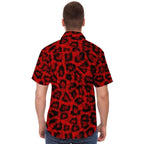 Red Leopard Print Premium Button Down Shirt