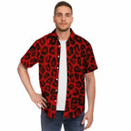 Red Leopard Print Premium Button Down Shirt