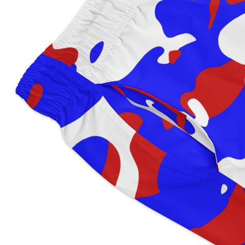 Red White & Blue Camouflage Swim Trunks For Men - King Killers
