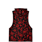 Red Paisley Sleeveless Hoodie For Men