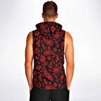 Red Paisley Sleeveless Hoodie For Men