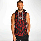 Red Paisley Sleeveless Hoodie For Men