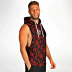 Red Paisley Sleeveless Hoodie For Men