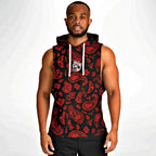 Red Paisley Sleeveless Hoodie For Men