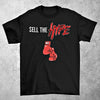 Black graphic t shirt with the words Sell The HYPE Across The Chest With Red Boxing Gloves Icon - King Killers Apparel
