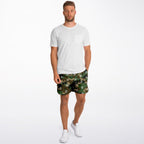 Skull Camouflage Mid-Thigh Athletic Shorts
