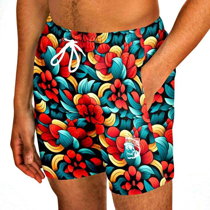 Oriental Flower Short Swim Trunks Men - King Killers