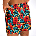 Oriental Flower Short Swim Trunks Men