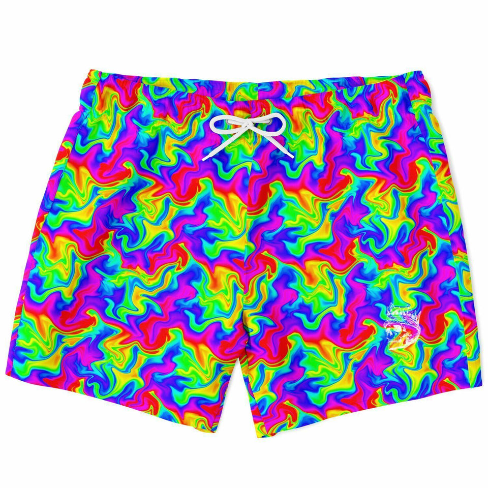 Trippy Rainbow Swirl Fast Dry Swim Trunks - King Killers
