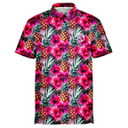 Pineapples & Hibiscus Mens Polo Shirt