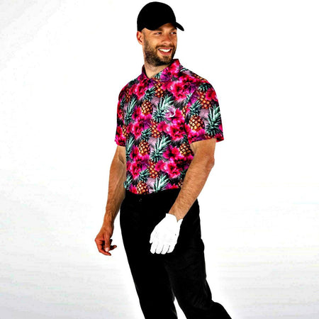 Pineapples & Hibiscus Mens Polo Shirt