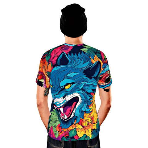 tropical wolves graphic t-shirt, back - King Killers Apparel