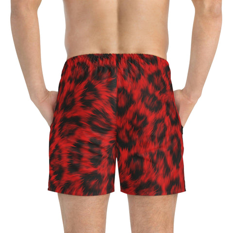 Ultra Realistic Red Leopard Fur Swim Trunks - King Killers