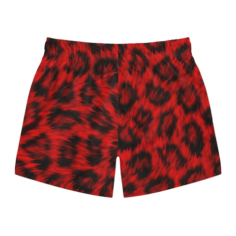 Ultra Realistic Red Leopard Fur Swim Trunks - King Killers