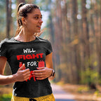 "Will Fight For Gas" Funny Graphic T Shirt