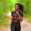 girl running on a trail wearing "WILL FIGHT FOR GAS!" Graphic T Shirt, Back - King KIllers