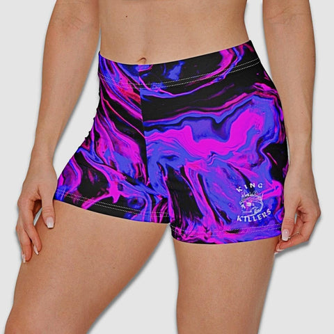 Women's Black & Purple Swirl Booty Shorts - King Killers