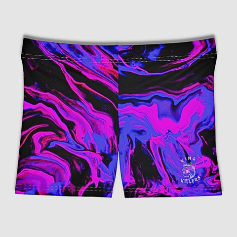 Women's Black & Purple Swirl Booty Shorts - King Killers