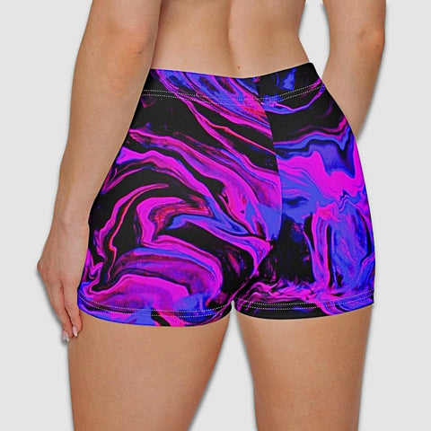 Women's Black & Purple Swirl Booty Shorts - King Killers