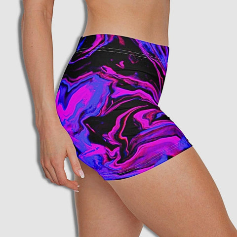 Women's Black & Purple Swirl Booty Shorts - King Killers