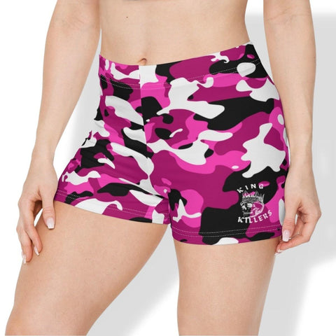 Women's Pink Camo High Waisted Shorts - King Killers