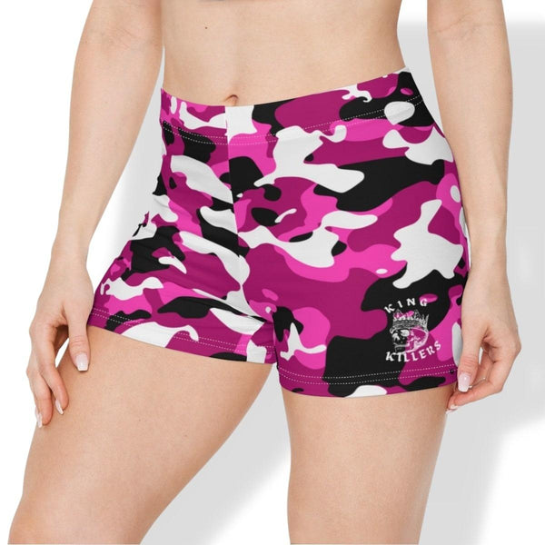 Women's Pink Camo High Waisted Shorts