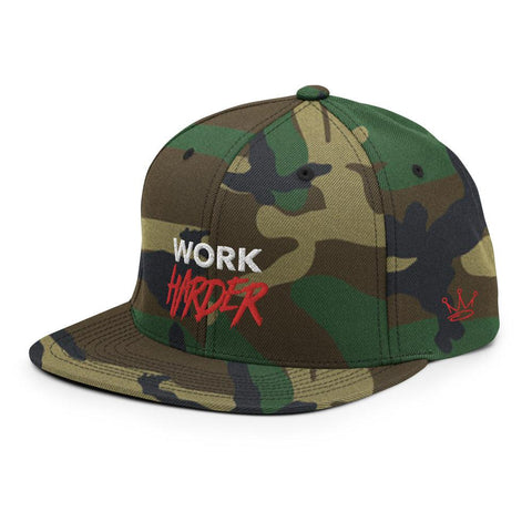 WORK HARDER - Motivational Snapback Hat, Green Camo - King Killers