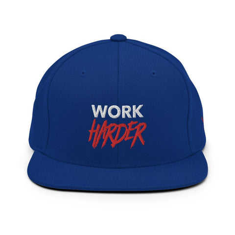 WORK HARDER - Motivational Snapback Hat, Royal Blue - King Killers