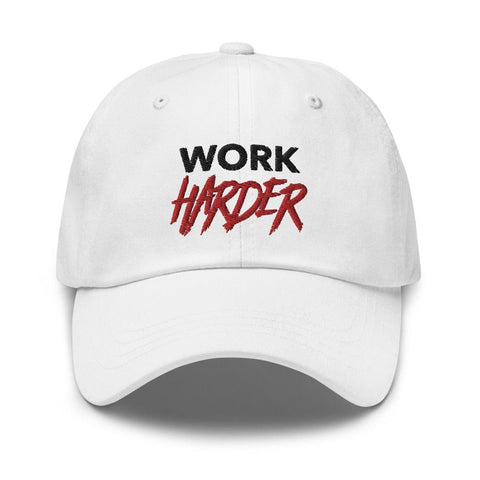 WORK HARDER Motivational Dad hat, White - King Killers