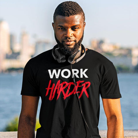 WORK HARDER Motivational Tri-Blend T-Shirt, black - King Killers