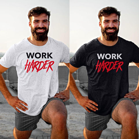 WORK HARDER Motivational Tri-Blend T-Shirt, black - King Killers